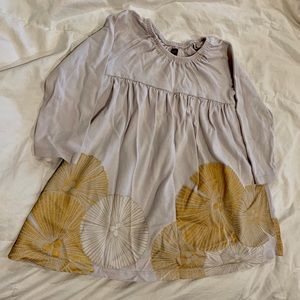 Tea collection dress with gold dandelions